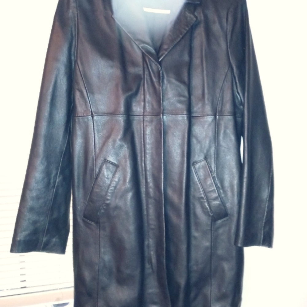BlackLeather coat Size medium